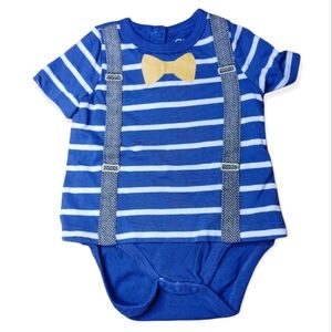💥 Bundle Only💥 CHEROKEE Blue Striped Suspender Bow Tie Onesie